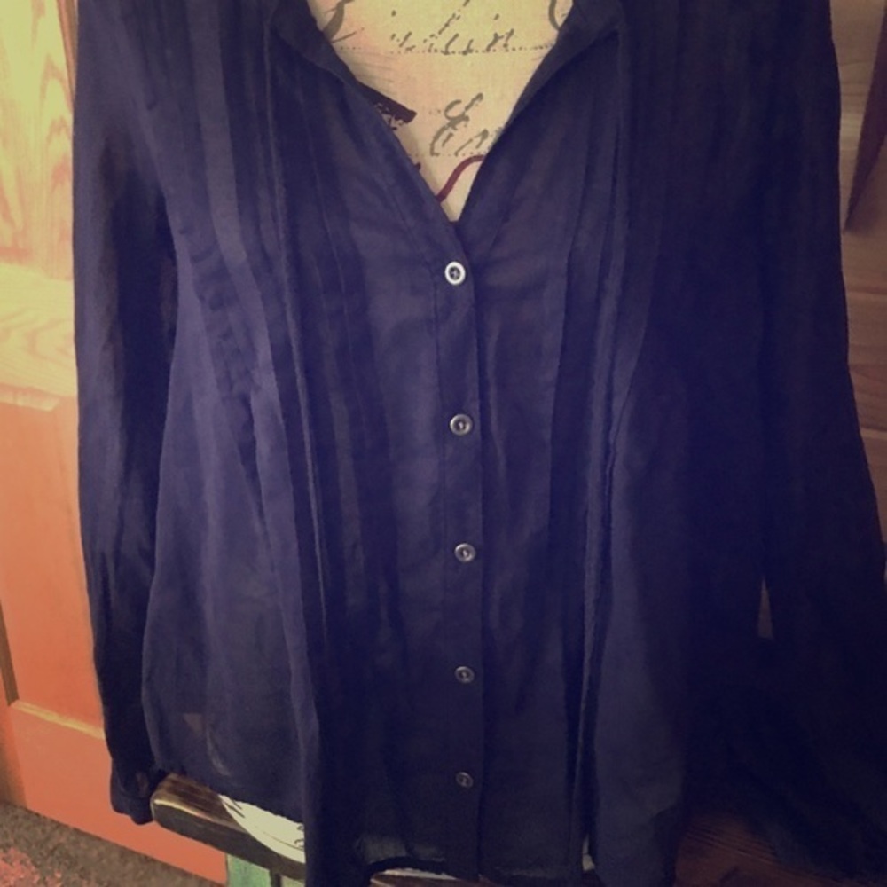 Free People Blue Asymmetric Blouse XS